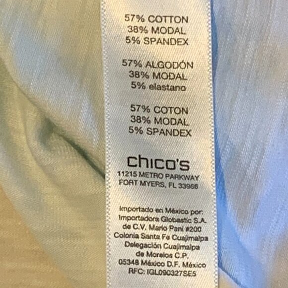 Chico's Zenergy Tee Top Aqua White Metallic Gold Dots Sz 2 (L/12) #130E - Picture 8 of 9